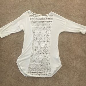 3/4 sleeve long cotton and lace